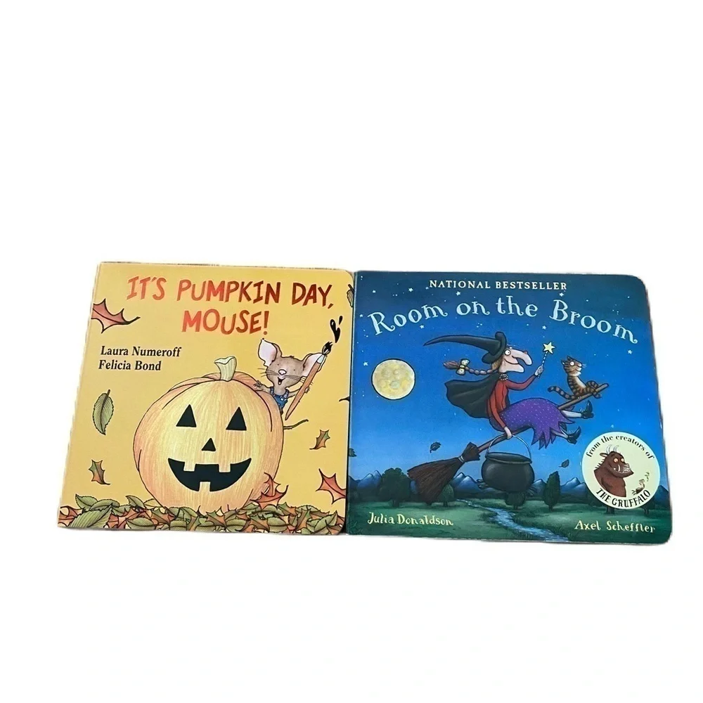 Halloween Board Book Bundle Lot NEW It’s Pumpkin Day Mouse Room on the Broom
